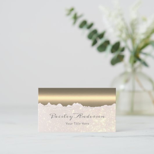 Carte De Visite Parties scintillant or métallique chic (Debout devant)