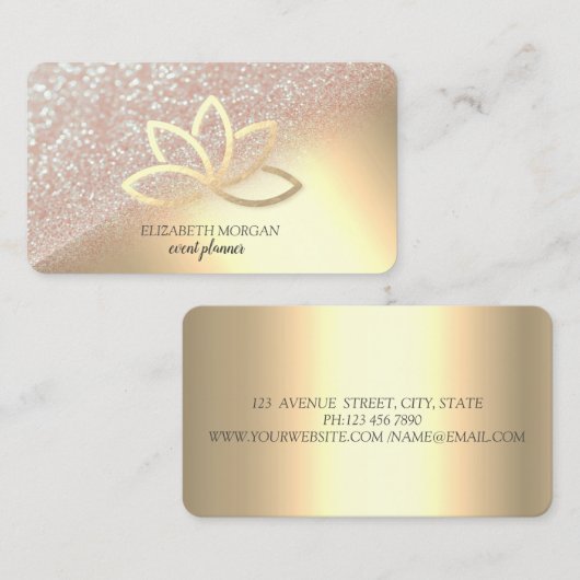 Carte De Visite Parties scintillant or moderne Elegant Bokeh Ombre (Devant / Derrière)