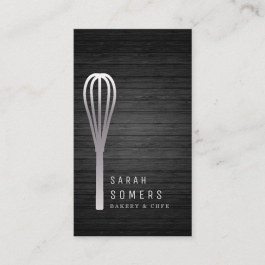 Carte De Visite Parties scintillant Or moderne Whisk Bakery Bois (Devant)