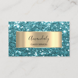 Carte De Visite Parties scintillant or QR Code Logo Tiffanyies Blu
