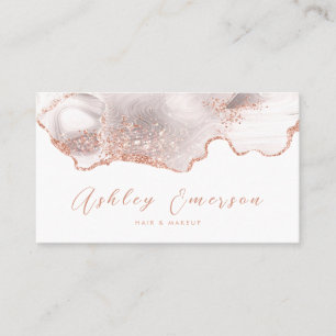 Carte De Visite Parties scintillant or rose Agate Blanc