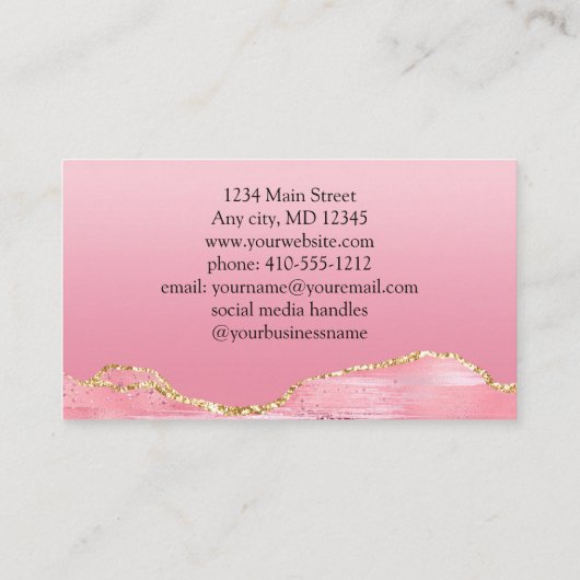 Carte De Visite Parties scintillant Or rose Agir Feminine Petite e (Dos)