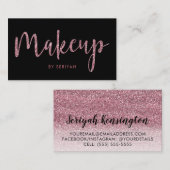Carte De Visite Parties scintillant or Rose chic sur artiste maqui (Devant / Derrière)