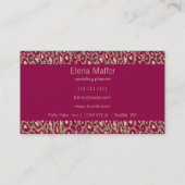 Carte De Visite parties scintillant or rose Empreinte de léopard c (Dos)