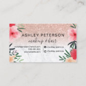 Carte De Visite parties scintillant or rose en marbre fleuri (Dos)
