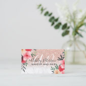 Carte De Visite parties scintillant or rose en marbre fleuri (Debout devant)