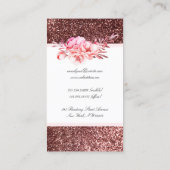 Carte De Visite Parties scintillant or rose et Fleurs aquarelles V (Dos)