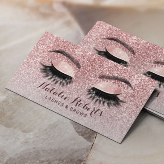 Carte De Visite Parties scintillant or rose Eyelash Extensions Sal