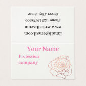 Carte De Visite Parties scintillant or Rose floral (Extérieur déplié)