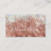 Carte De Visite Parties scintillant or Rose Holographique Elégant  (Devant)