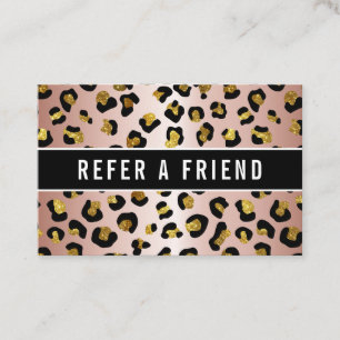 Carte De Visite Parties scintillant or rose leopard Référence clie