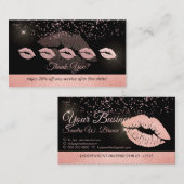 Carte De Visite Parties scintillant or rose lèvres punch loyauté (Devant / Derrière)