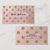 Carte De Visite Parties scintillant or rose Rose doux Glam Pois mi (Devant / Derrière)