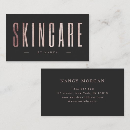 Carte De Visite Parties scintillant or rose soins de la peau (Devant / Derrière)