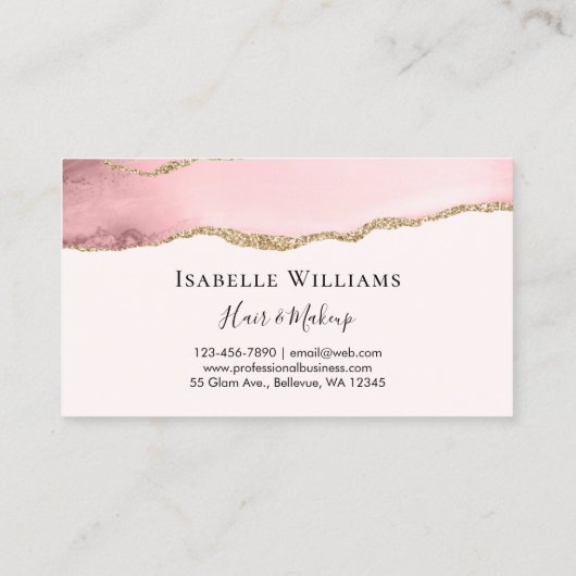 Carte De Visite Parties scintillant or simple en marbre rose clair (Dos)