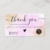 Carte De Visite Parties scintillant or violet brosse ordre merci (Devant)