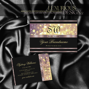 Carte De Visite Parties scintillant or violet noir Monogramme Lila