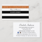 Carte De Visite Parties scintillant orange Tendance à rayures noir (Devant / Derrière)