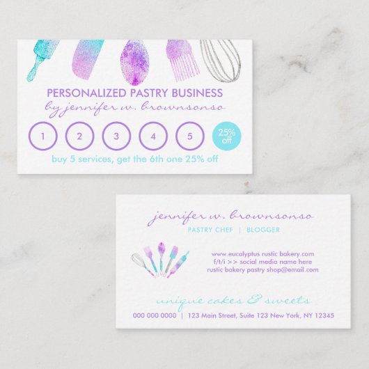 Carte De Visite Parties scintillant Pâtisserie Chef Accueil Boulan (Devant / Derrière)