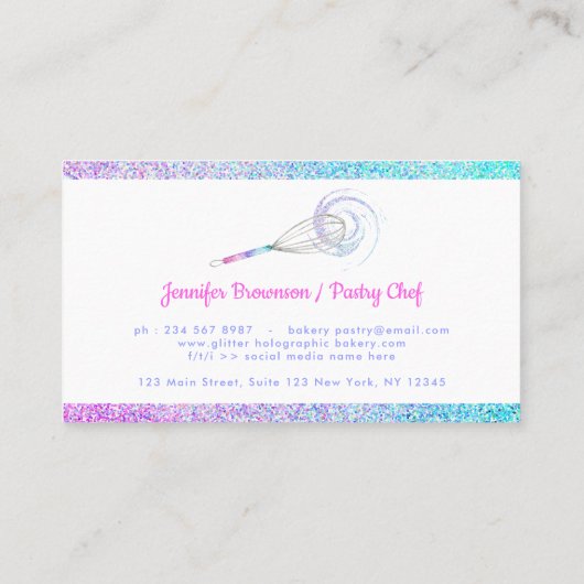 Carte De Visite Parties scintillant Pâtisserie Logo Boulangerie wh (Dos)