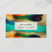 Carte De Visite Parties scintillant Peacock Gold Élégant Bleu Vert (Devant)