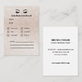 Carte De Visite Parties scintillant PINK Extension Eyelash Consult (Devant / Derrière)