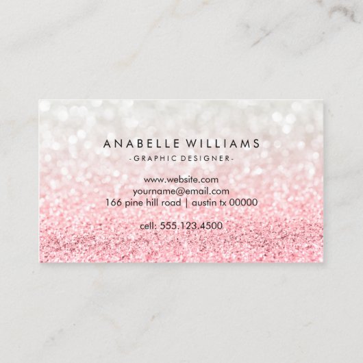 Carte De Visite Parties scintillant Pink Ombre et Motif Bokeh (Dos)