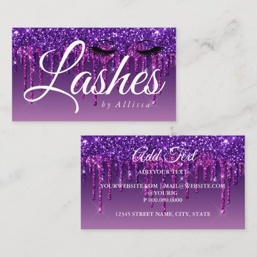 Carte De Visite Parties scintillant pourpre-Éclairage (Devant / Derrière)