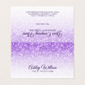 Carte De Visite Parties scintillant pourpre et étincelles blanches (Extérieur déplié)