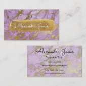 Carte De Visite Parties scintillant pourpre et or et marbre étince (Devant / Derrière)