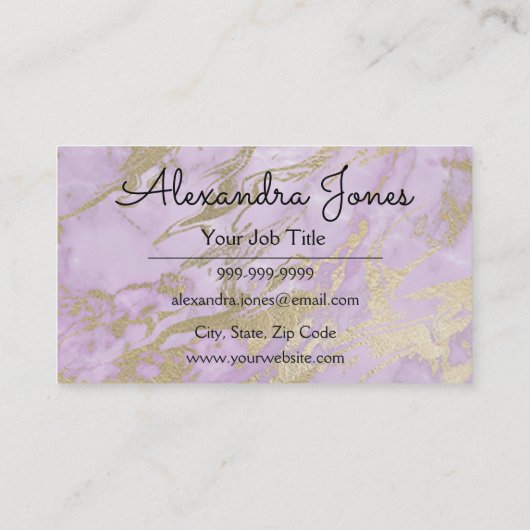 Carte De Visite Parties scintillant pourpre et or et marbre étince (Dos)