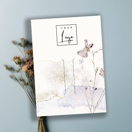 Carte De Visite Parties scintillant Pressé Fleurs Écran du logo