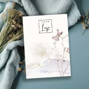 Carte De Visite Parties scintillant Pressé Fleurs Vierge Logo Bijo