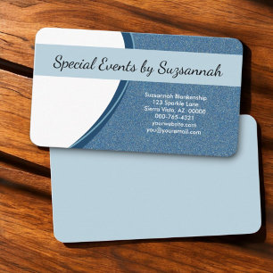 Carte De Visite Parties scintillant professionnelle Blue Faux avan
