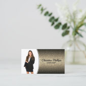Carte De Visite Parties scintillant professionnelle Gold Ombre Pho (Debout devant)