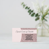 Carte De Visite Parties scintillant professionnelle rose Faux avan (Debout devant)