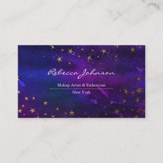 Carte De Visite Parties scintillant Purple Et Or (Devant)