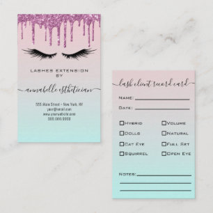 Carte De Visite Parties scintillant Purple Eyelash Extension Clien