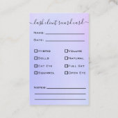 Carte De Visite Parties scintillant Purple Eyelash Extension Clien (Dos)
