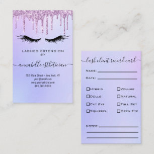 Carte De Visite Parties scintillant Purple Eyelash Extension Clien