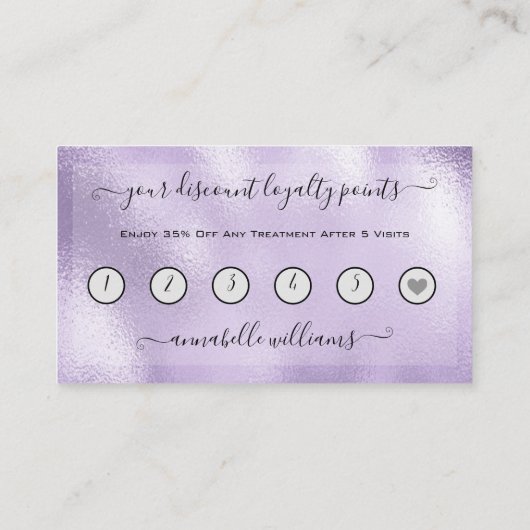 Carte De Visite Parties scintillant Purple Eyelash Extension Fidél (Dos)