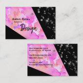 Carte De Visite *~* Parties scintillant rose Abstraite Florale géo (Devant / Derrière)