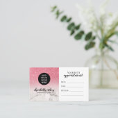 Carte De Visite Parties scintillant rose blanc Marbre Cursive Ajou (Debout devant)