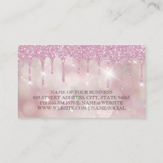 Carte De Visite Parties scintillant rose Bokeh | Brillant (Dos)