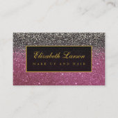 Carte De Visite Parties scintillant rose brillant noir moderne maq (Devant)