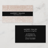 Carte De Visite Parties scintillant rose champagne élégante à rayu (Devant / Derrière)