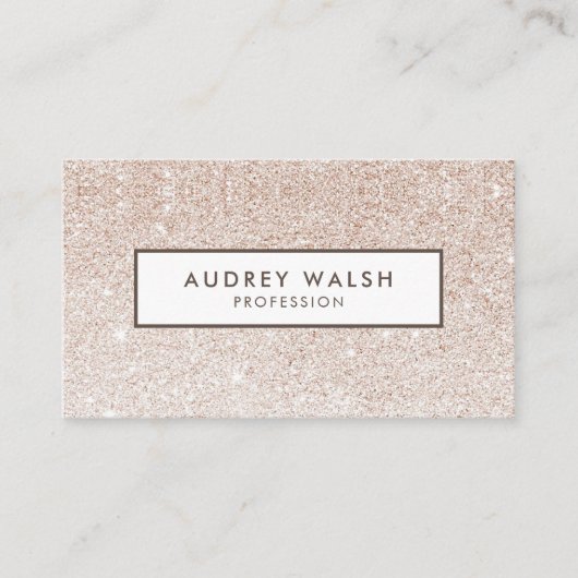 Carte De Visite parties scintillant rose Champagne et blanc (Devant)