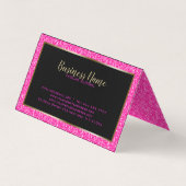 Carte De Visite Parties scintillant Rose Chaud Et Cadre Or (Dos)