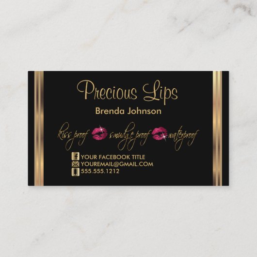 Carte De Visite Parties scintillant rose chaud et Gold Lipsense Se (Dos)