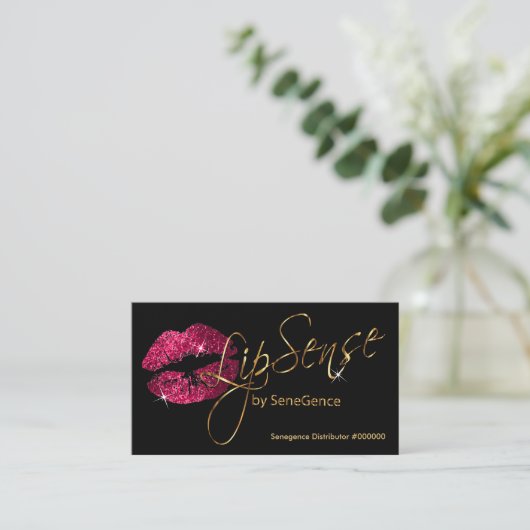 Carte De Visite Parties scintillant rose chaud et Gold Lipsense Se (Debout devant)